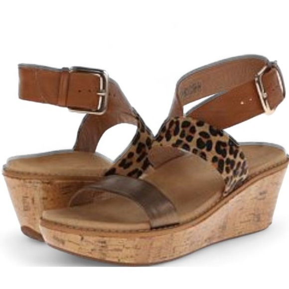 🤎Vionic Cancun Leopard Print Wedge Heel Sandals - Picture 1 of 13